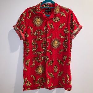 Grecian top with Versace style red and gold